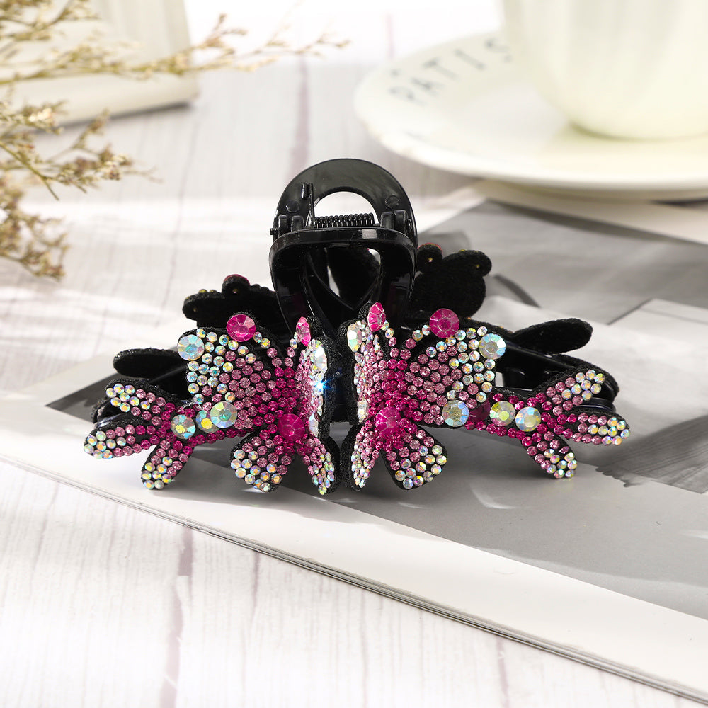 【Awaytr】CB1333 11cm Rhinestone Butterfly Hair Claw Clip