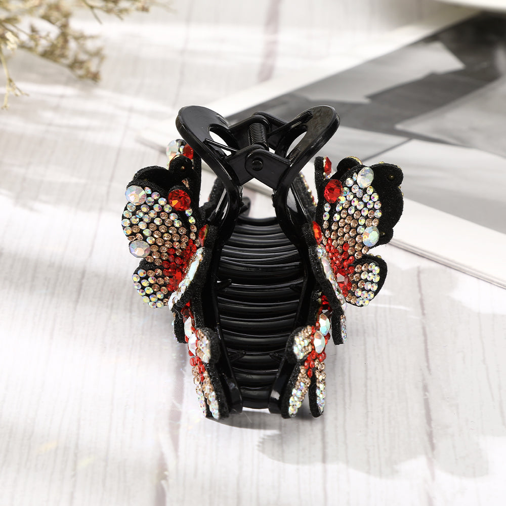 【Awaytr】CB1333 11cm Rhinestone Butterfly Hair Claw Clip