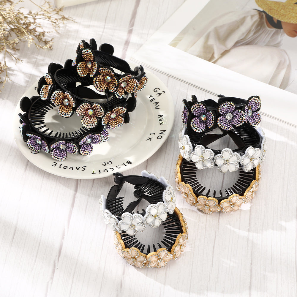 【Awaytr】 CB1339 8cm Large Rhinestone Flower Hair Clip