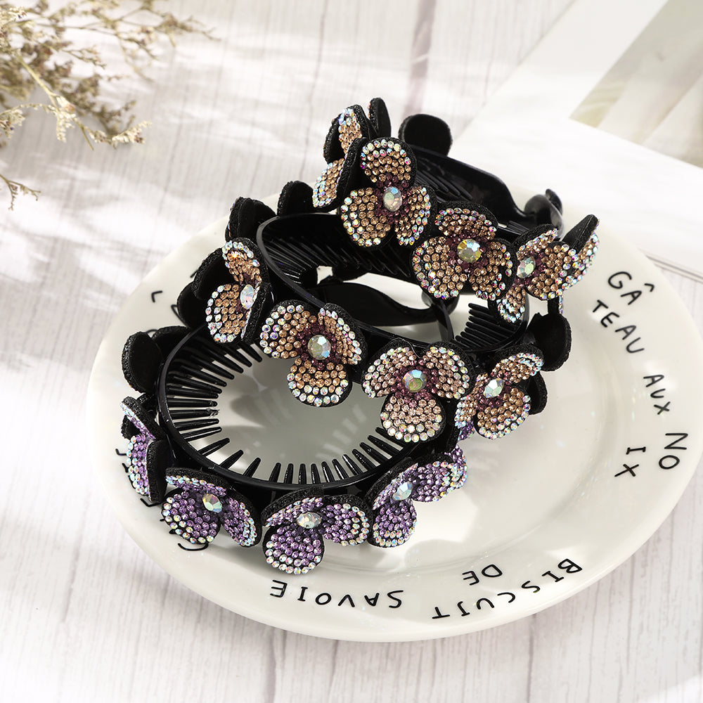 【Awaytr】 CB1339 8cm Large Rhinestone Flower Hair Clip