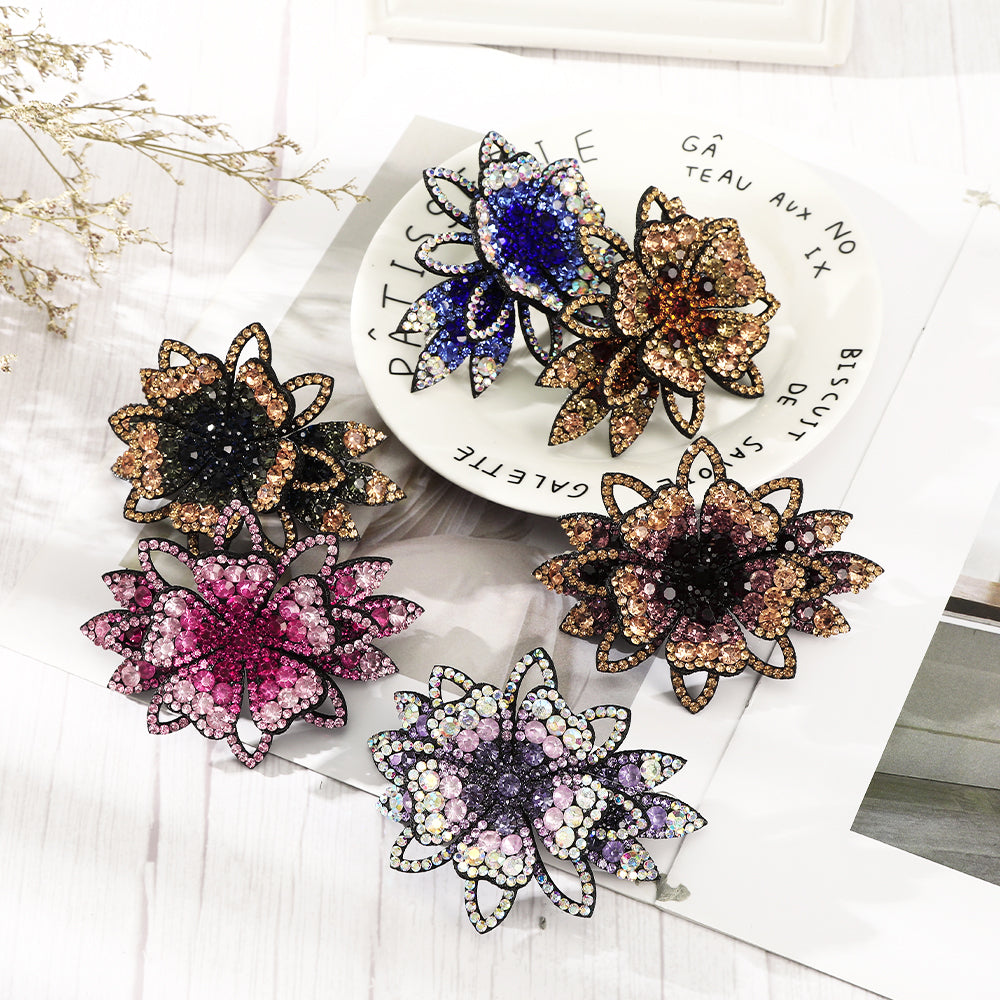 【Awaytr】 CB1334 10cm Rhinestone Big Flower Hair Clip