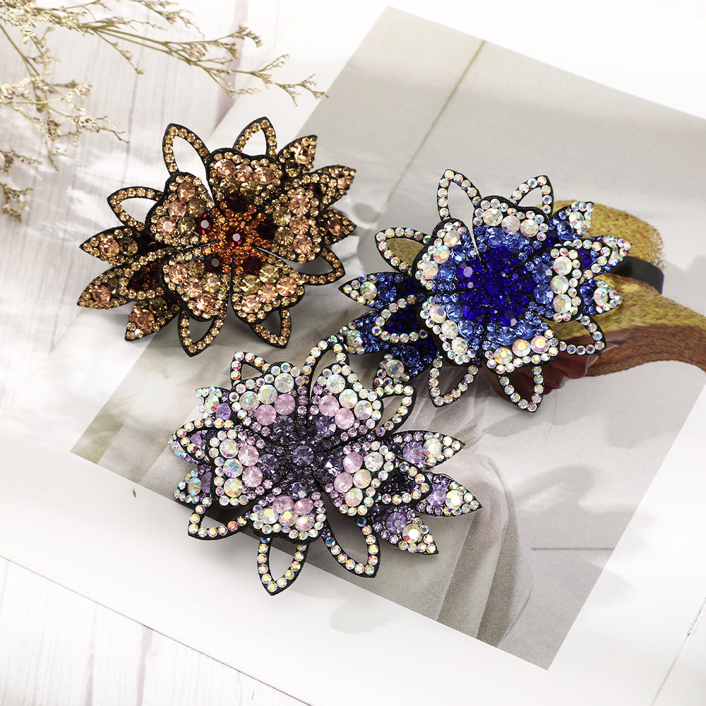 【Awaytr】 CB1334 10cm Rhinestone Big Flower Hair Clip