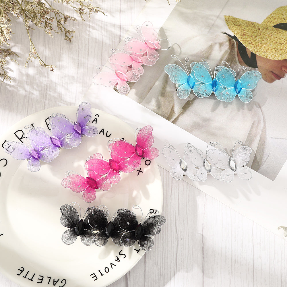 【Awaytr】 CB1340 8cm Butterfly Rhinestone Hair Clip