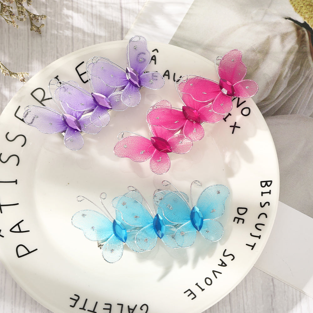 【Awaytr】 CB1340 8cm Butterfly Rhinestone Hair Clip