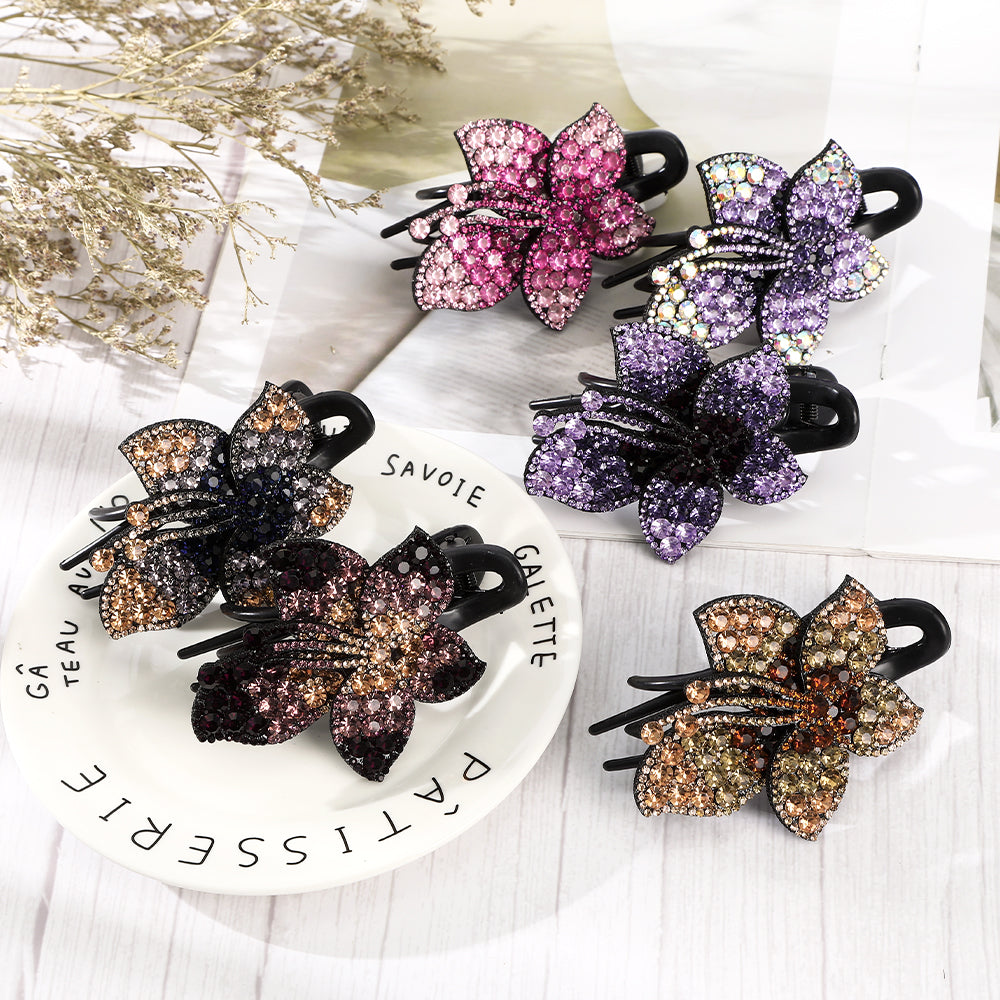 【Awaytr】CB1348 9cm Rhinestone Flower Hair Clip