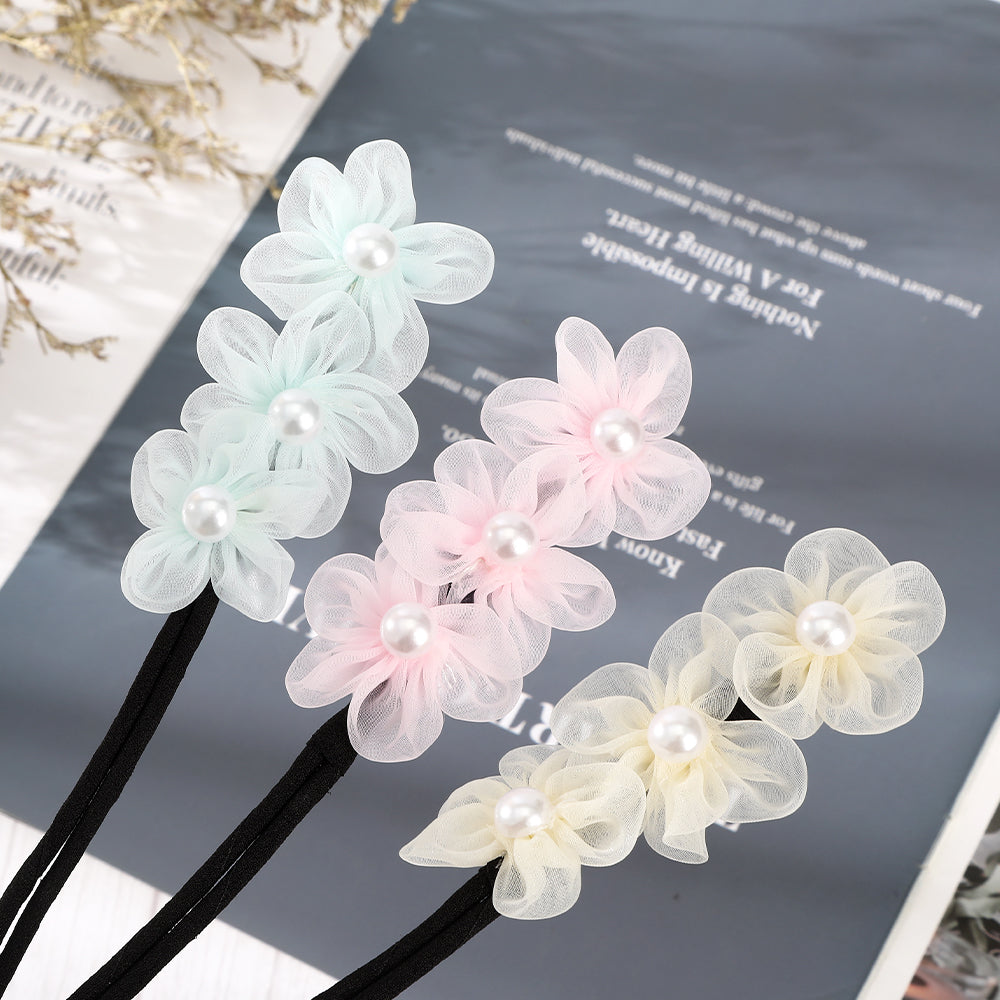 【Awaytr】 CB1355 Mesh flower pearl hair curler