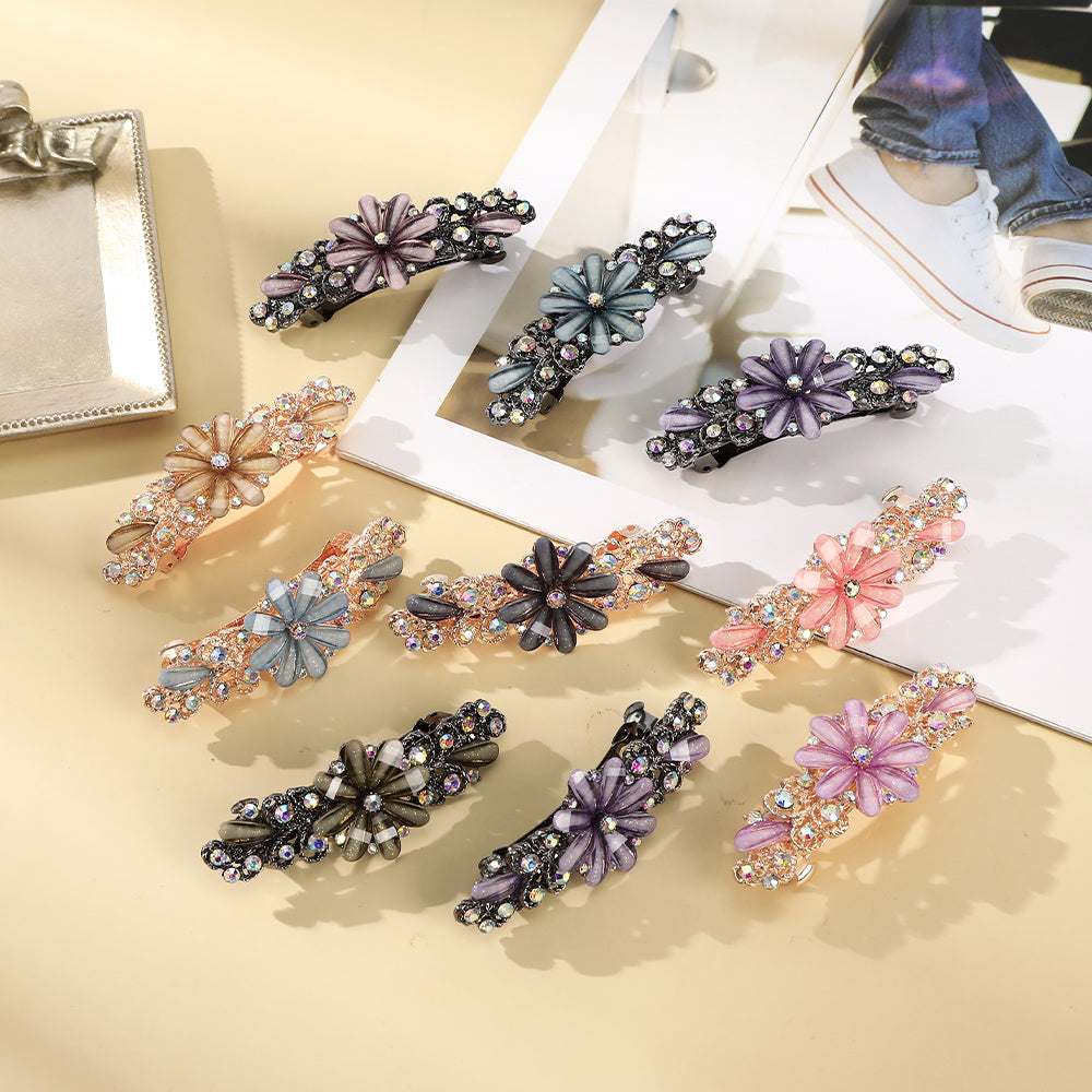 【Awaytr】 CB1363  7cmCrystal Rhinestone Flower Hair Clip