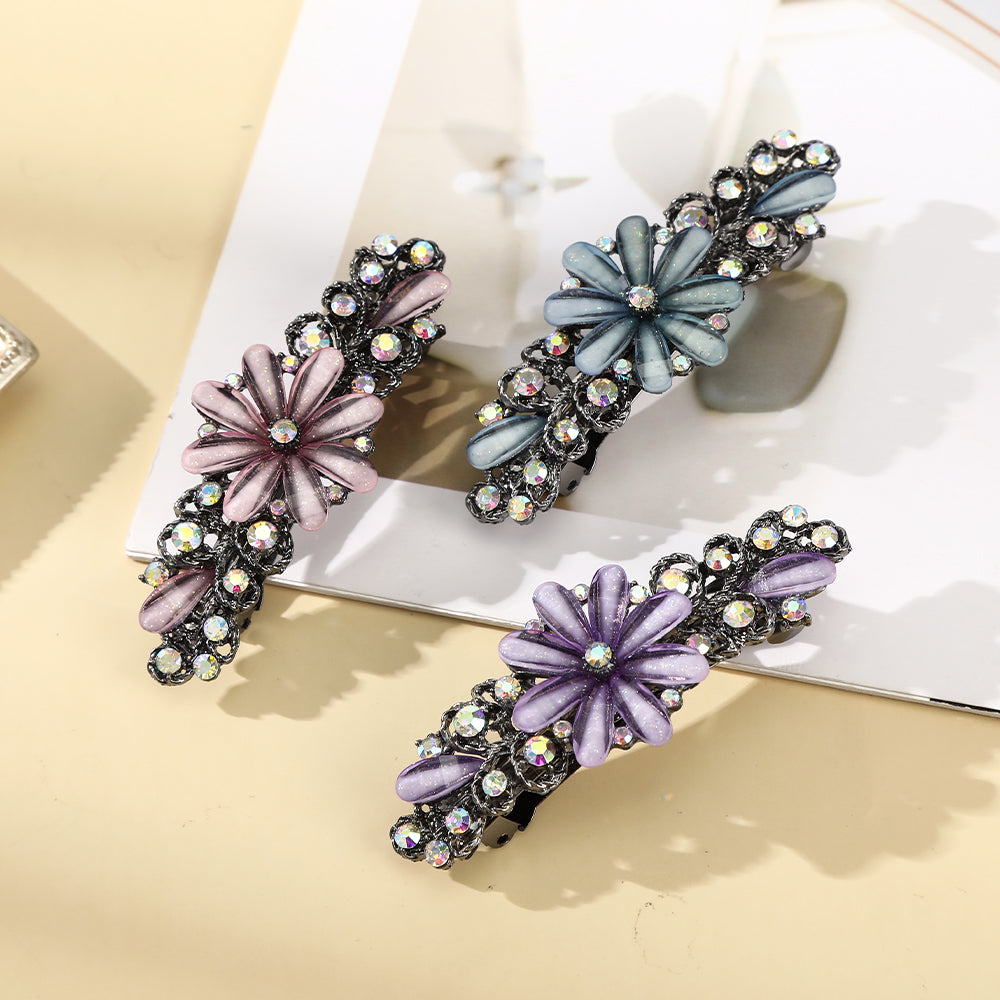 【Awaytr】 CB1363  7cmCrystal Rhinestone Flower Hair Clip