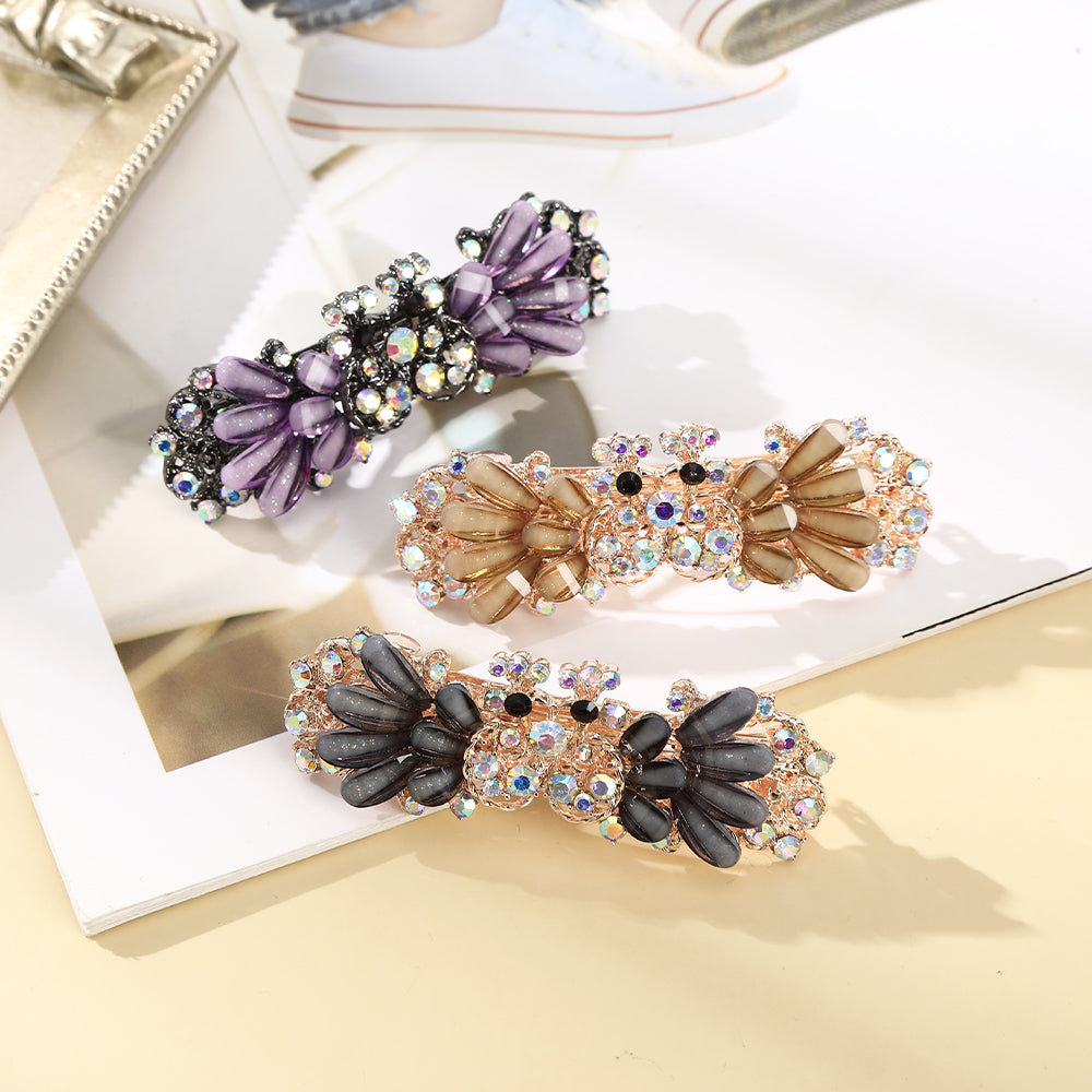 【Awaytr】CB1364 7cm Crystal Rhinestone Spring hair clip