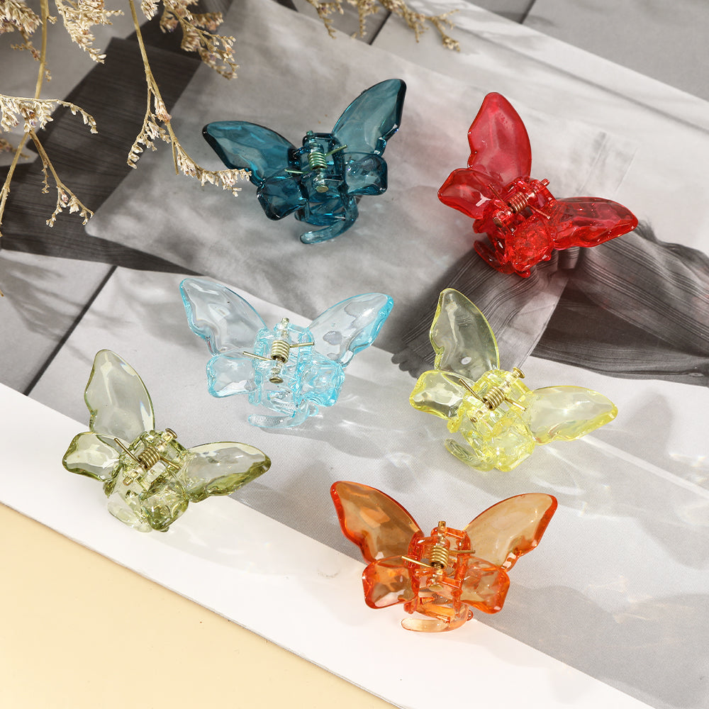 CB1369 4.5cm Transparent Crystal Butterfly Grab Clip