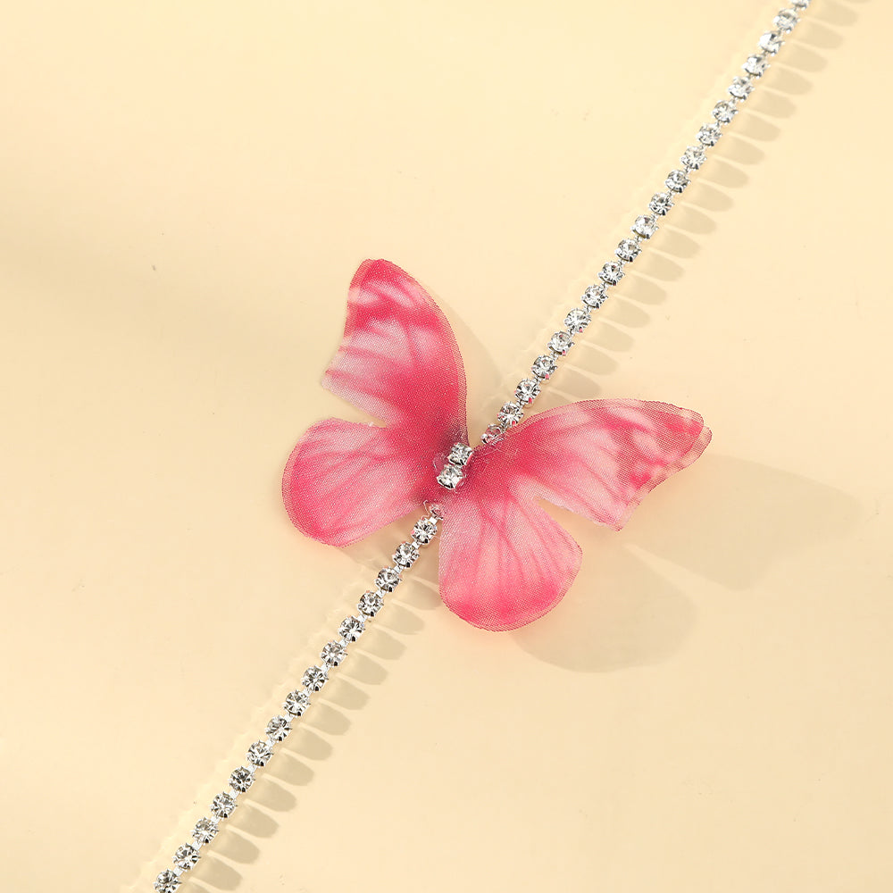 【Awaytr】CB1386 Butterfly Rhinestone Tassel Hair Clip