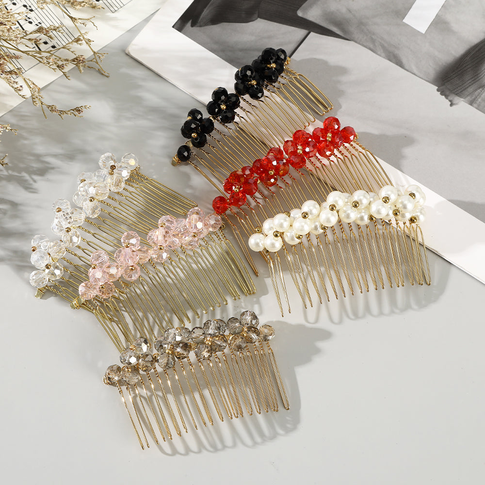 【Awaytr】CD1637 Alloy Pearl Hair Comb