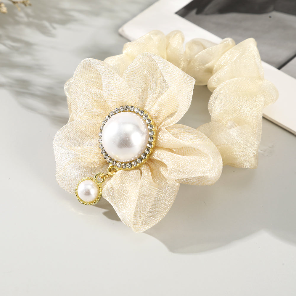 【Awaytr】CD1649-A  Mesh Pearl Flower Hairband