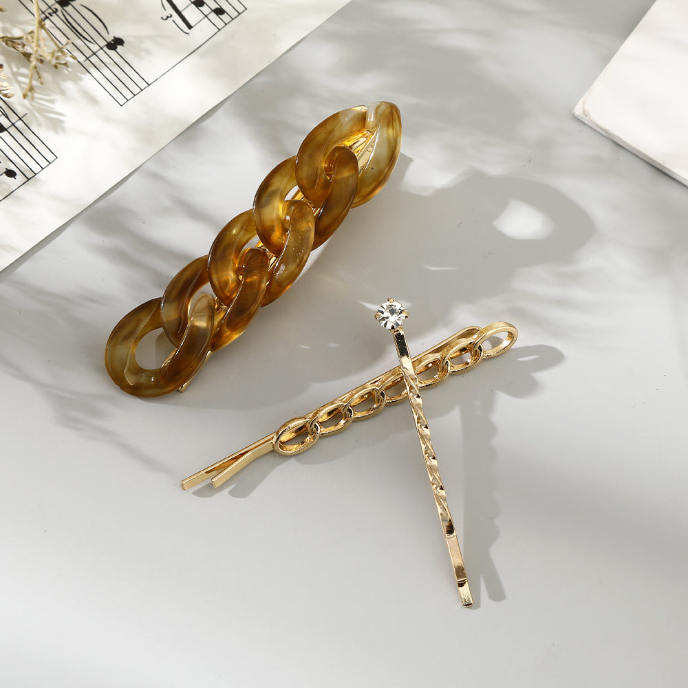 【Awaytr】CD1642 7cm Rhinestone Leaf Hair Clip