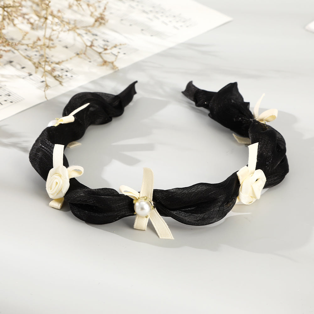 【Awaytr】CD1648 Mesh Pearl Bow Headband