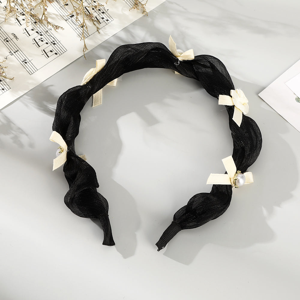 【Awaytr】CD1648 Mesh Pearl Bow Headband