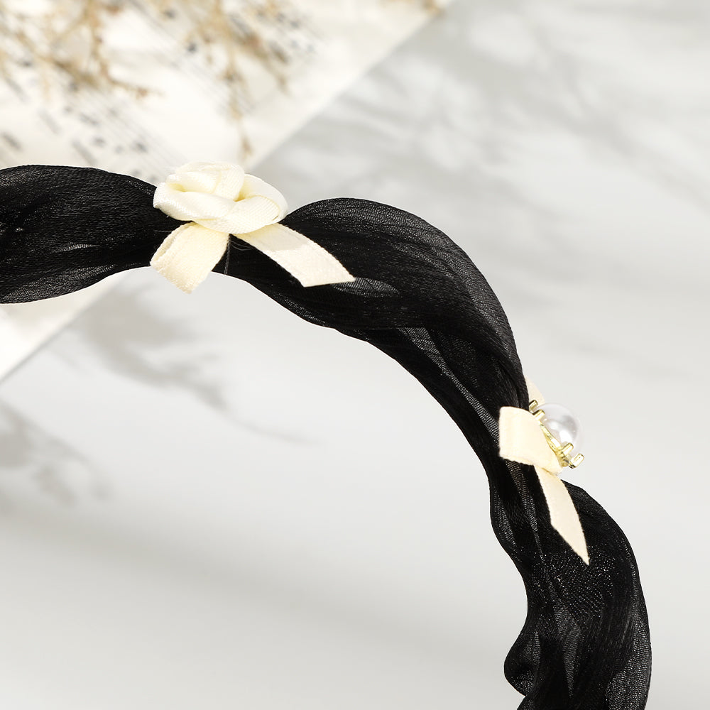 【Awaytr】CD1648 Mesh Pearl Bow Headband