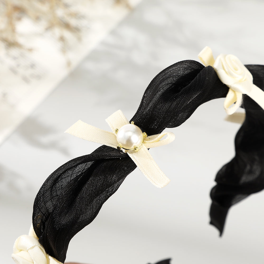 【Awaytr】CD1648 Mesh Pearl Bow Headband