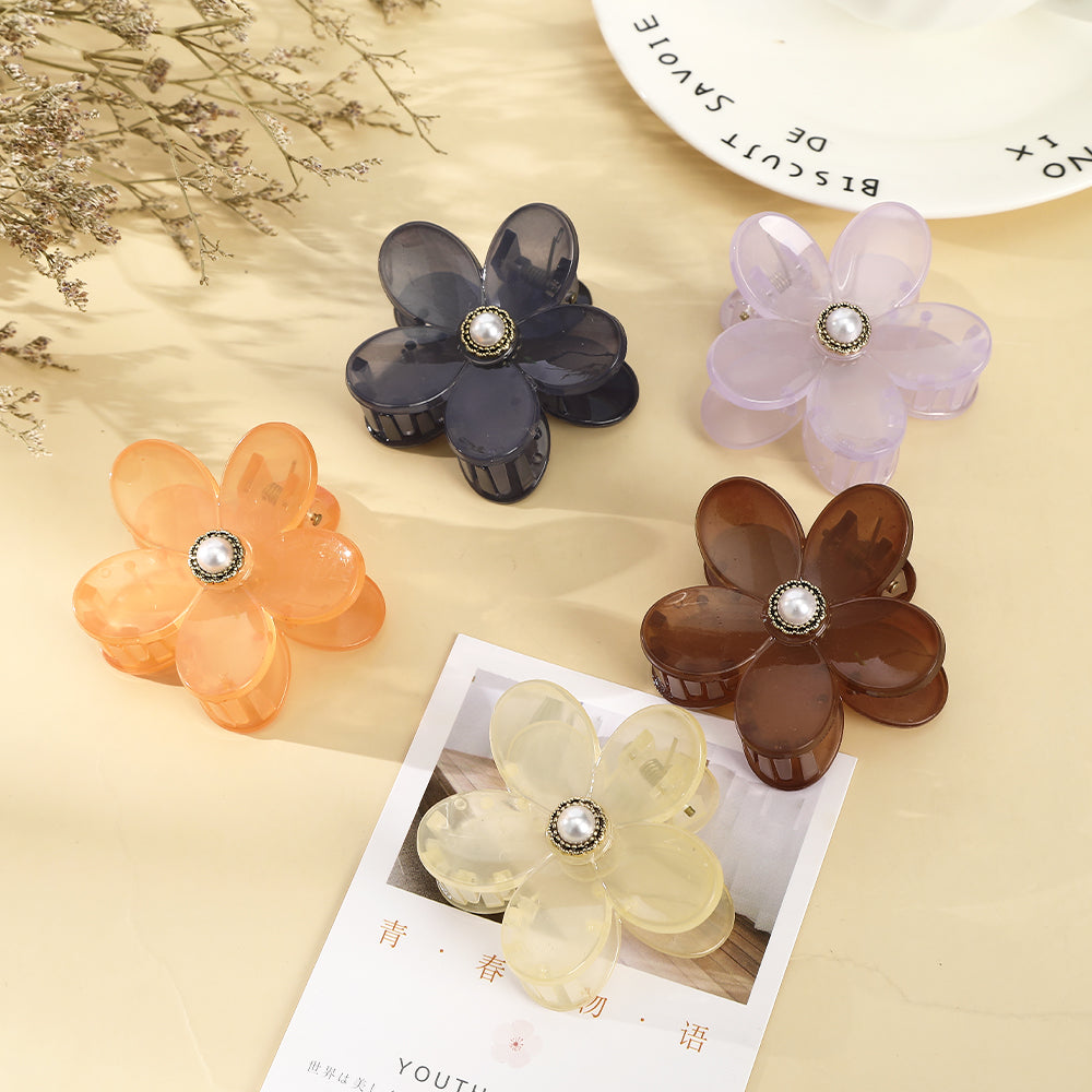 【Awaytr】CB1409 6cm Pearl Flower Hair Claw clip