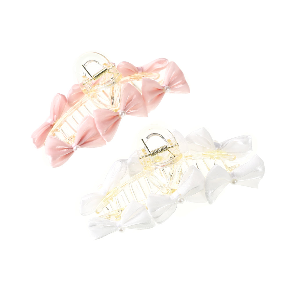 【Awaytr】CB1222 Bow Pearl Hair Claw Clip