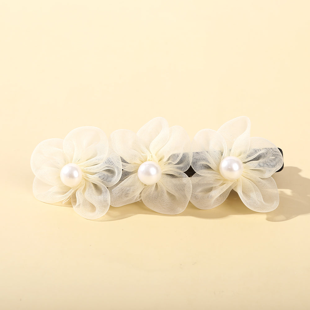 【Awaytr】CB1226 Mesh floral pearl braided hairband