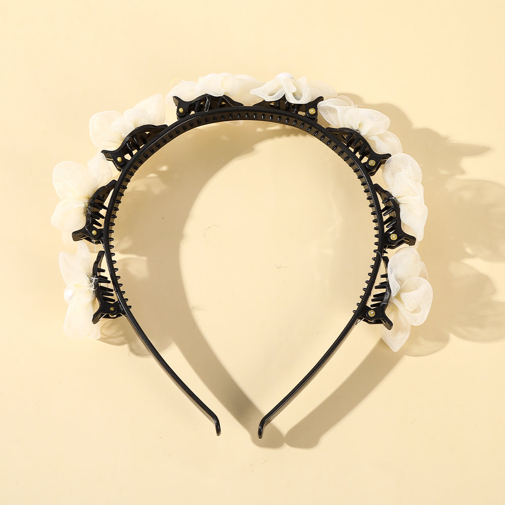 【Awaytr】CB1226 Mesh floral pearl braided hairband