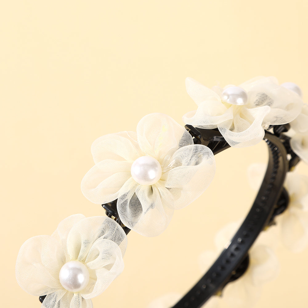 【Awaytr】CB1226 Mesh floral pearl braided hairband