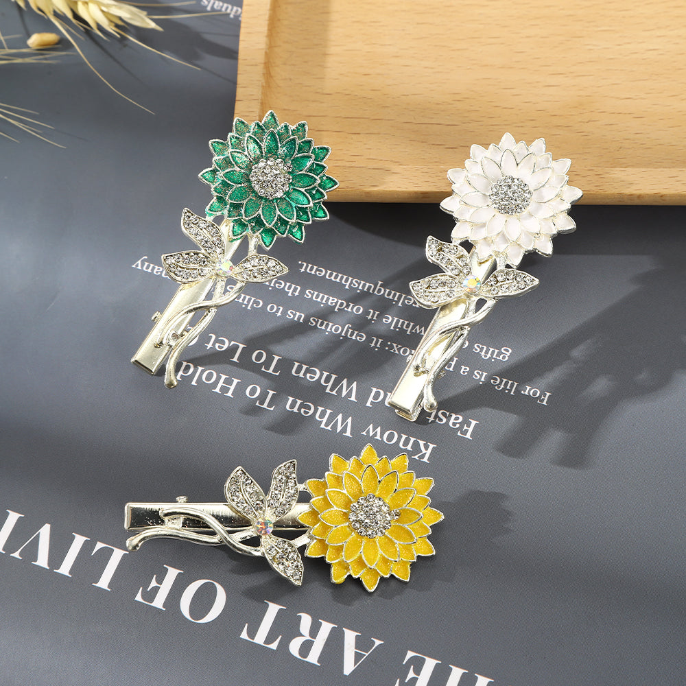 CB1421 6cm Rhinestone Sunflower Hair Clip