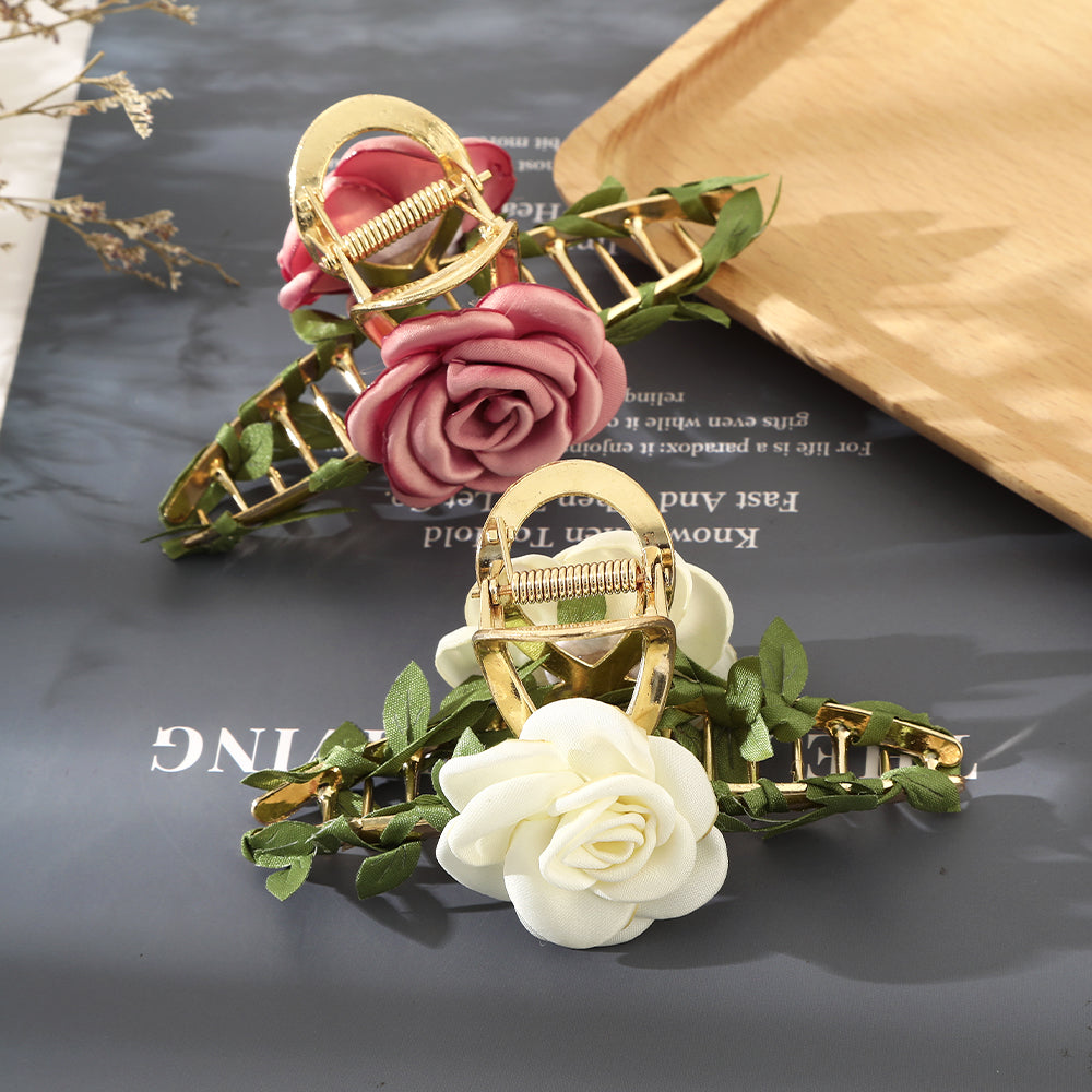 【Awaytr】CB1419  12cm rose leaf hair clow clip