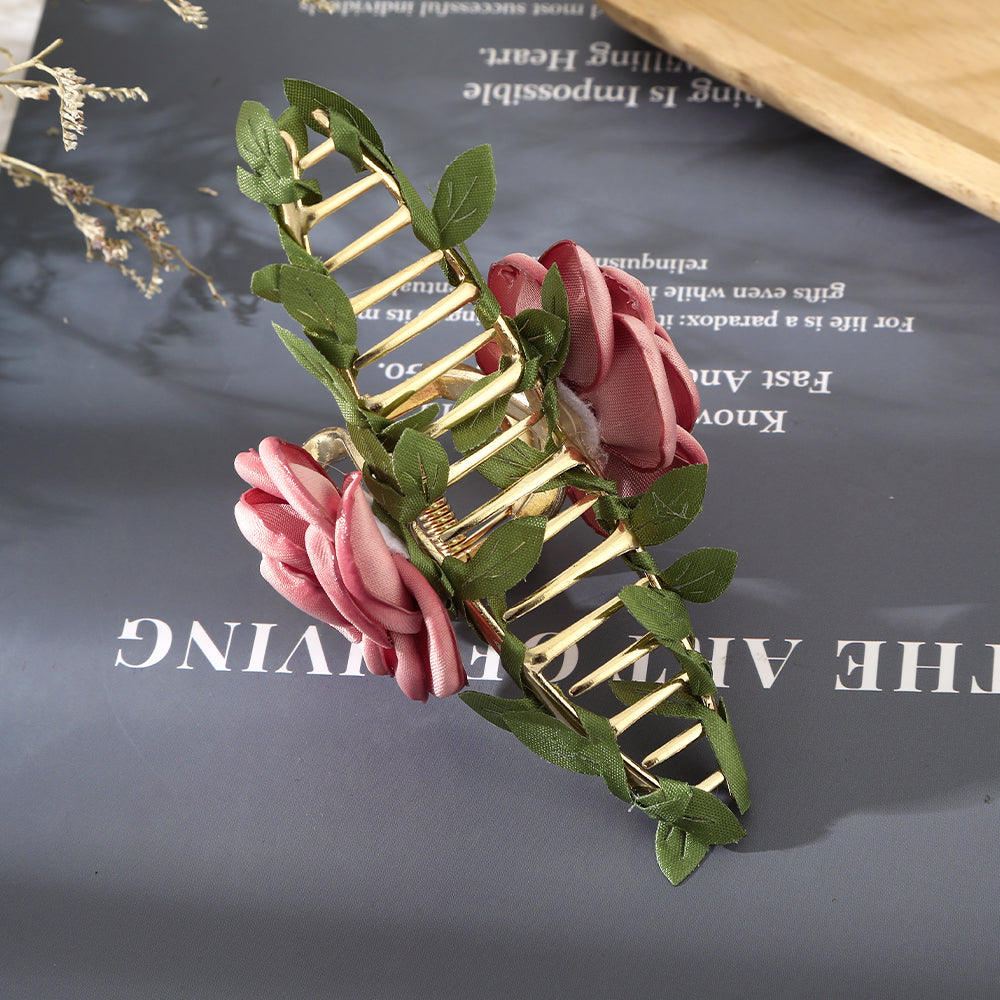 【Awaytr】CB1419  12cm rose leaf hair clow clip