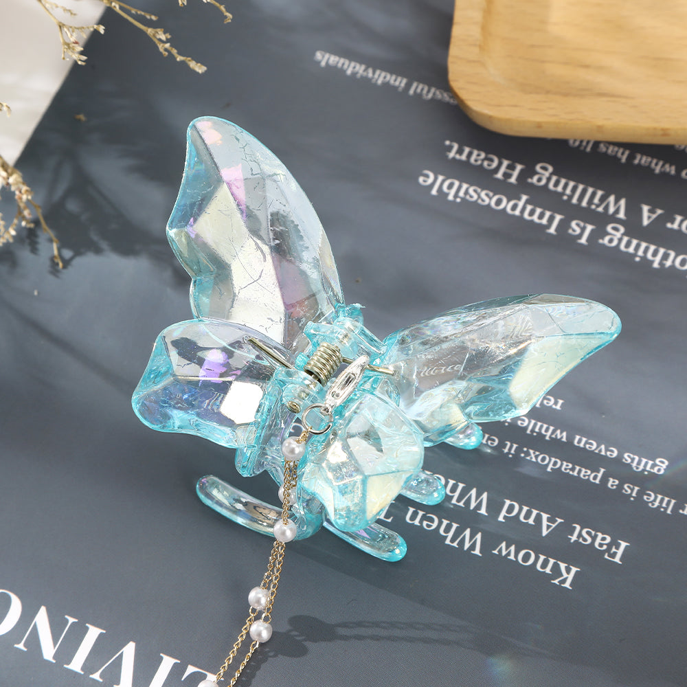 【Awaytr】CB1422 Butterfly Pearl Tassel Hair Claw Clip