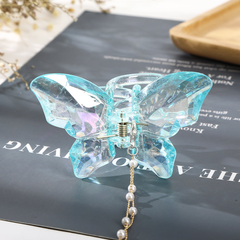 【Awaytr】CB1422 Butterfly Pearl Tassel Hair Claw Clip