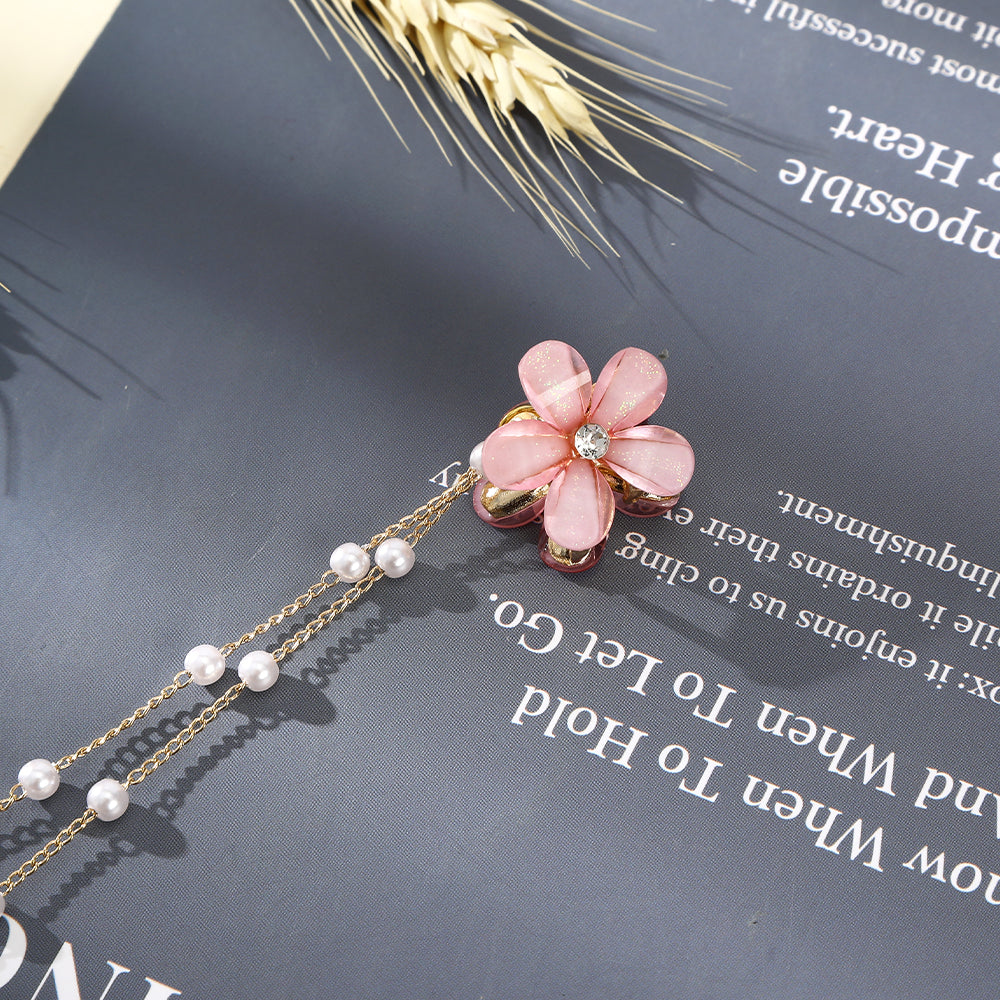 CB1433 Small flower pearl tassel hair clip