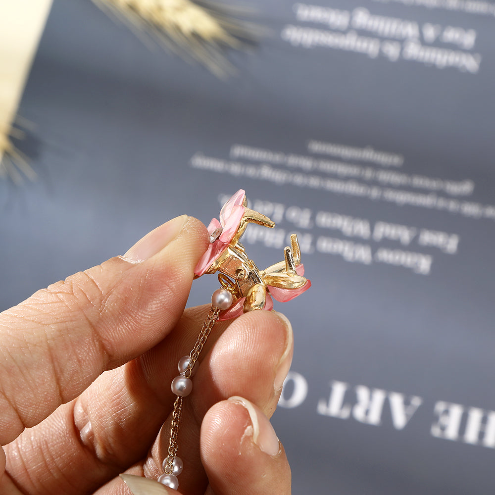 CB1433 Small flower pearl tassel hair clip