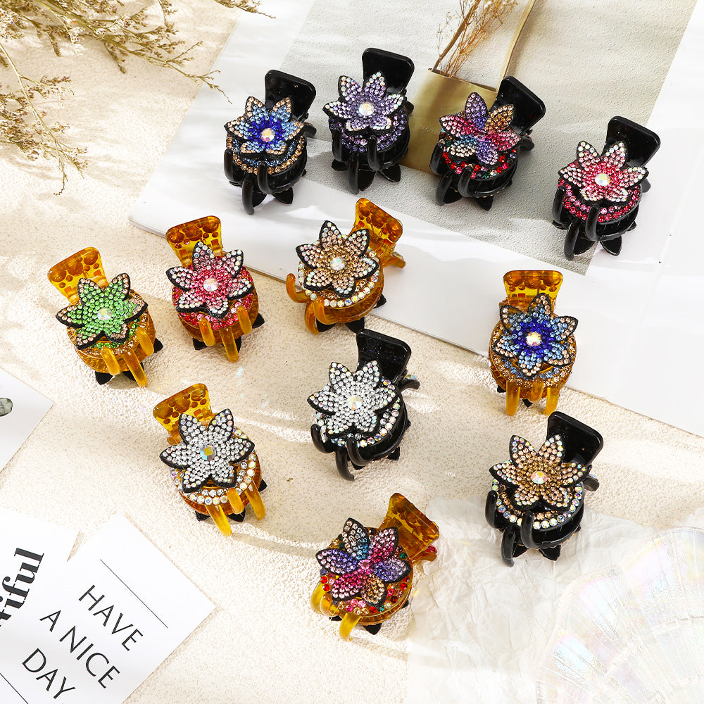 【Awaytr】CB1254 Mini Flower Rhinestone Hair Claw Clip