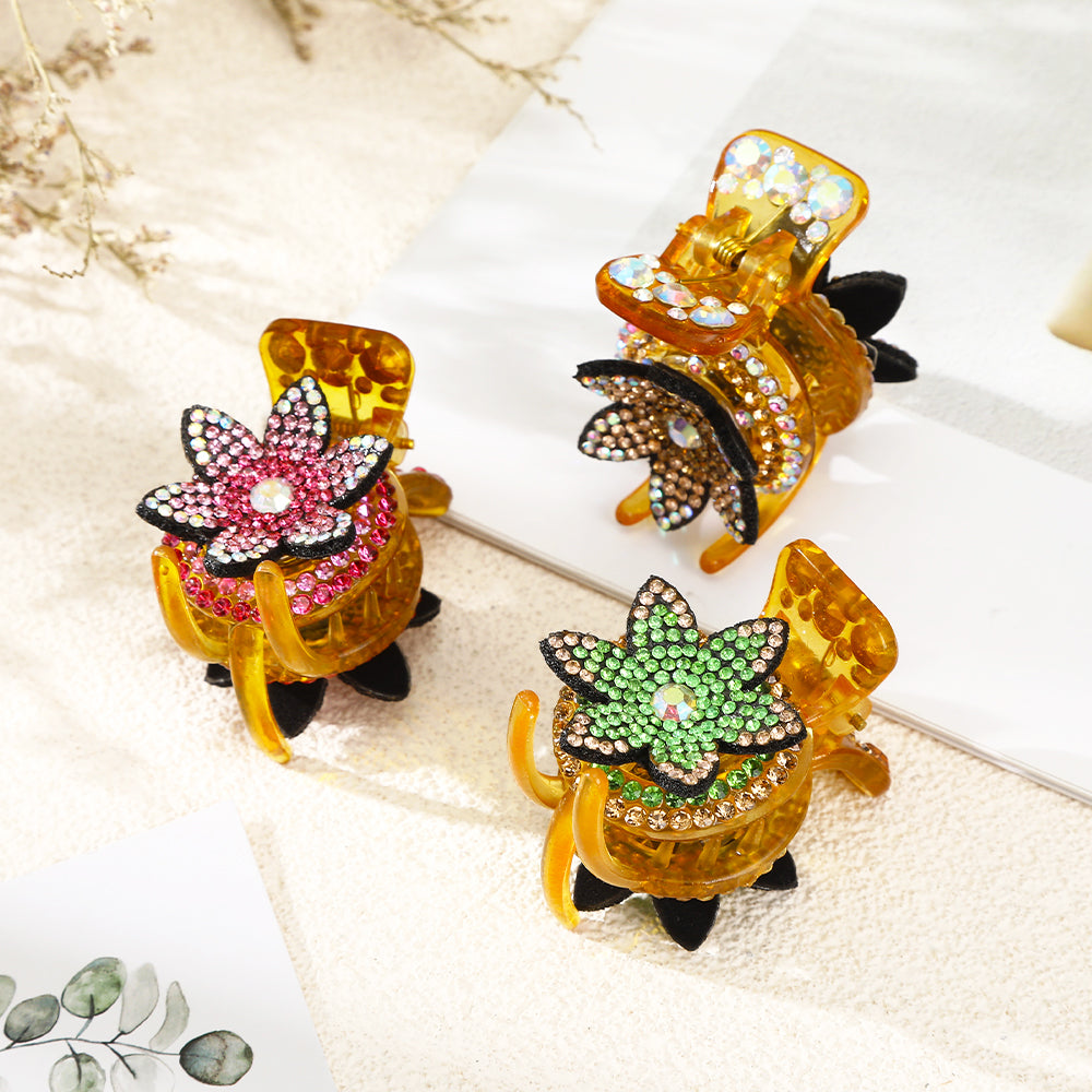 【Awaytr】CB1254 Mini Flower Rhinestone Hair Claw Clip