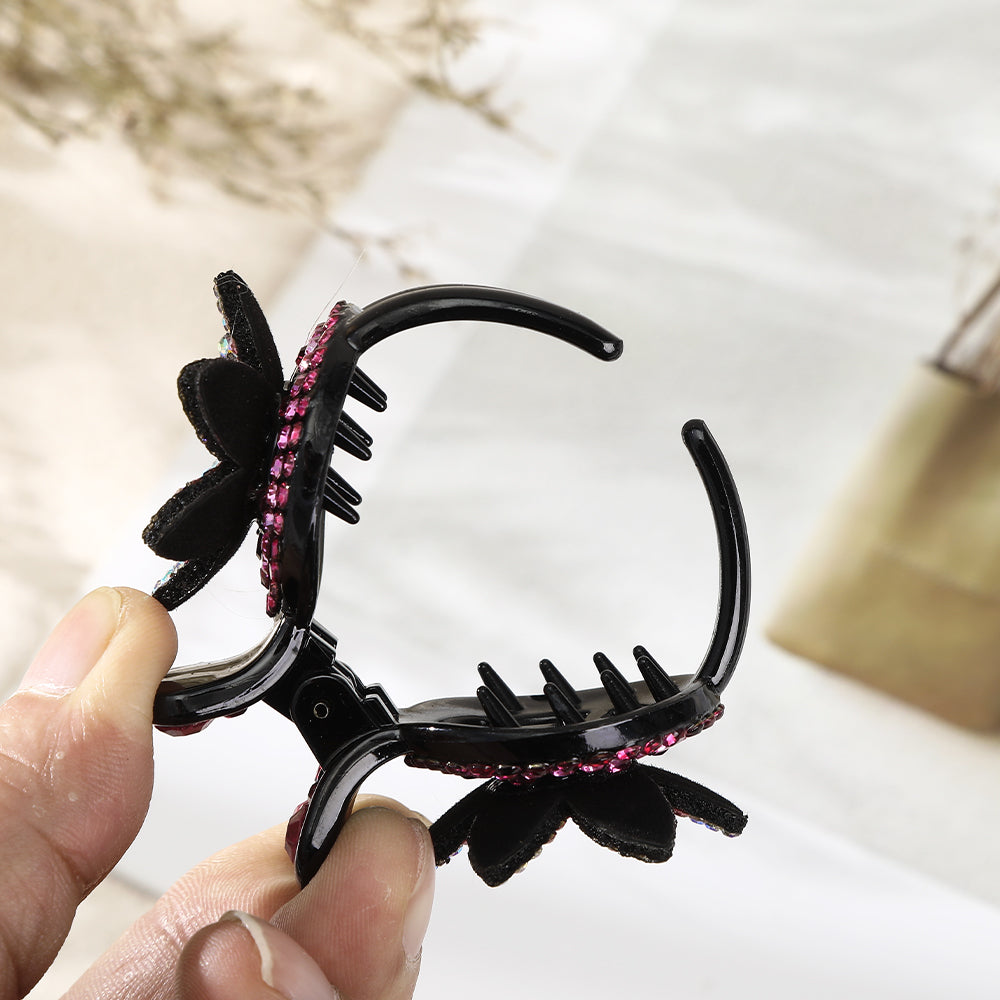 【Awaytr】CB1254 Mini Flower Rhinestone Hair Claw Clip