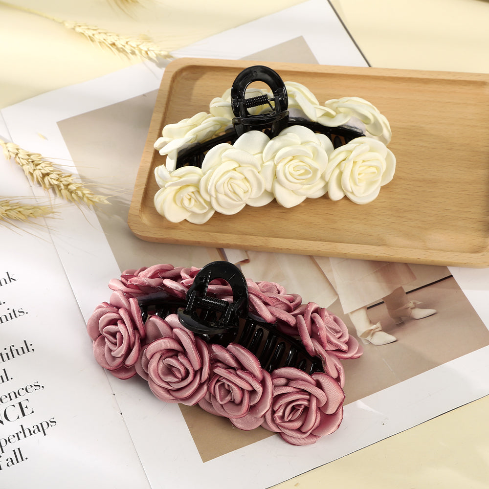 CB1443 13cm fabric rose hair claw clip