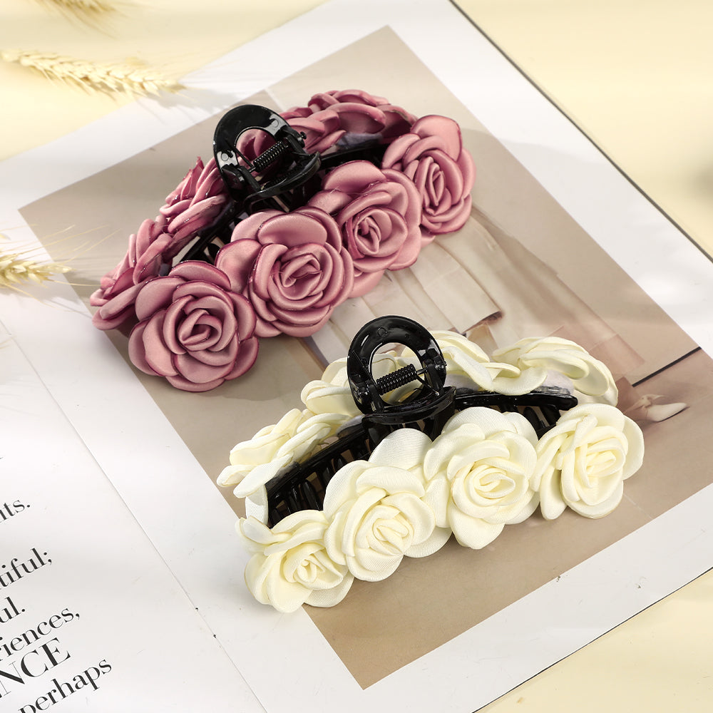 CB1443 13cm fabric rose hair claw clip