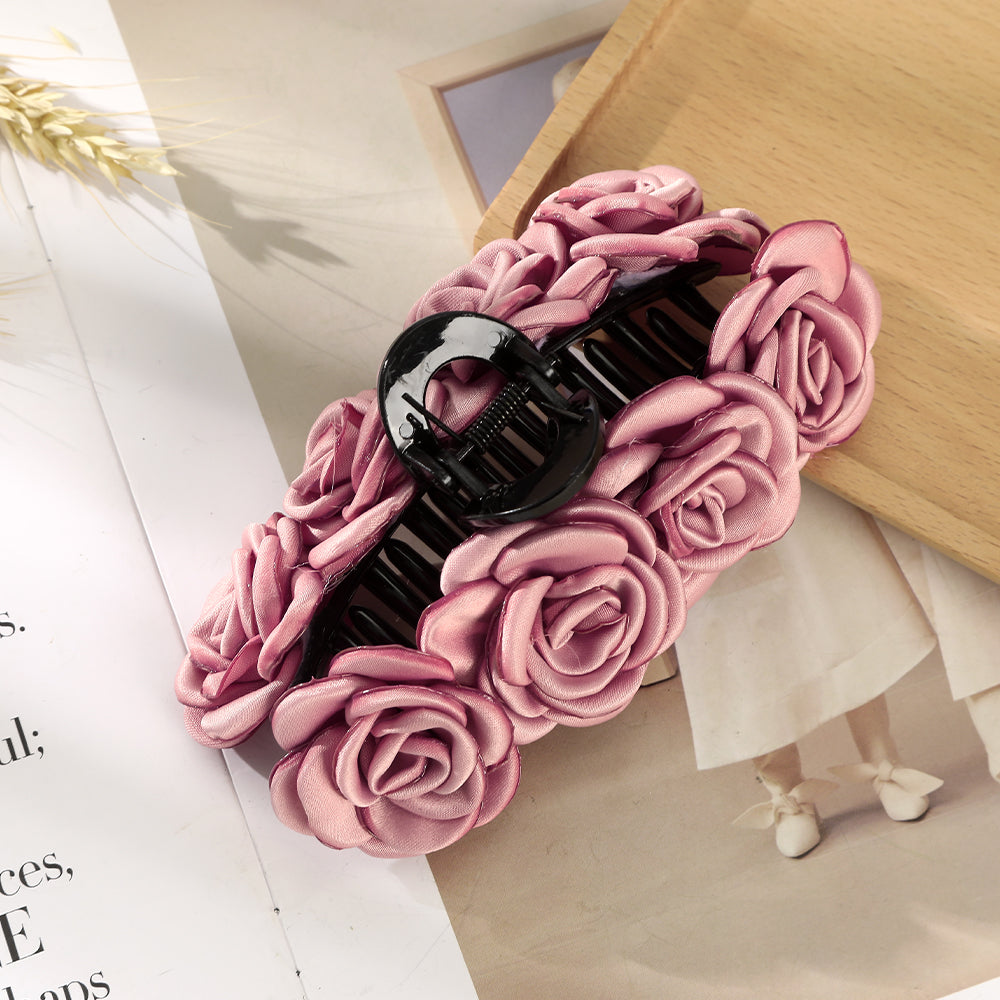 CB1443 13cm fabric rose hair claw clip