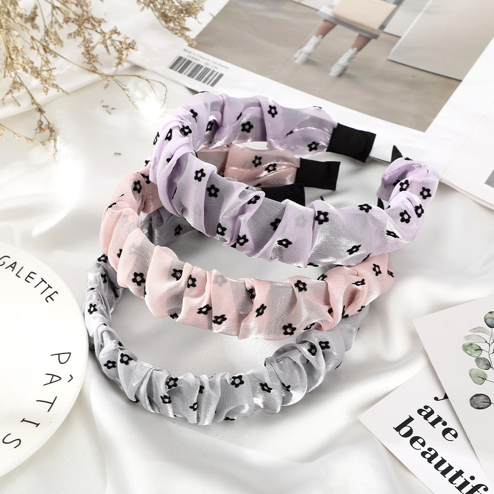 【Awaytr】CB1264pleated mesh floral headband