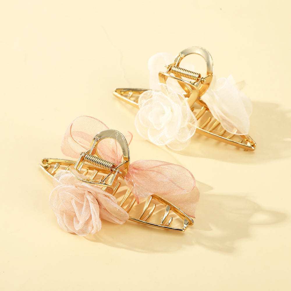 【Awaytr】CB1076 Alloy Mesh Rose Hair Claw Clip