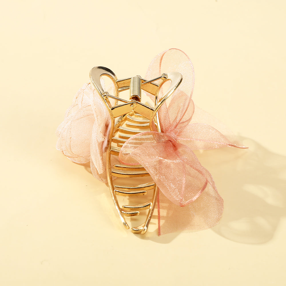 【Awaytr】CB1076 Alloy Mesh Rose Hair Claw Clip