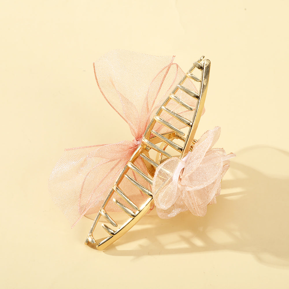 【Awaytr】CB1076 Alloy Mesh Rose Hair Claw Clip