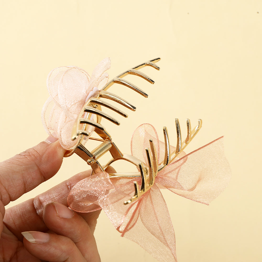 【Awaytr】CB1076 Alloy Mesh Rose Hair Claw Clip