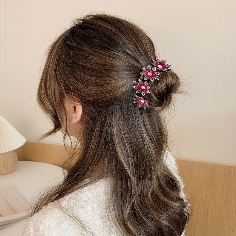 【Awaytr】CB1354 Rhinestone Flower Hair Clip