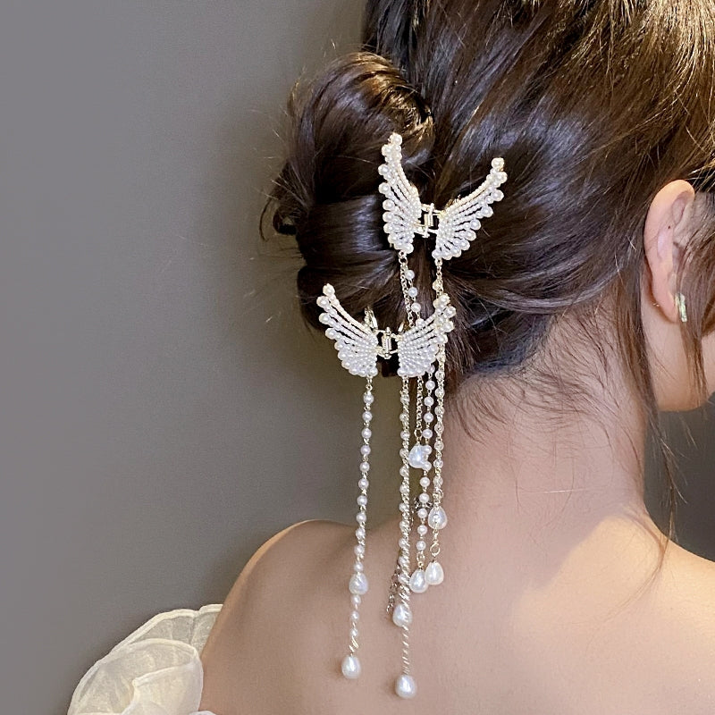 【Awaytr】CB1330 Butterfly Pearl Tassel Hair clip