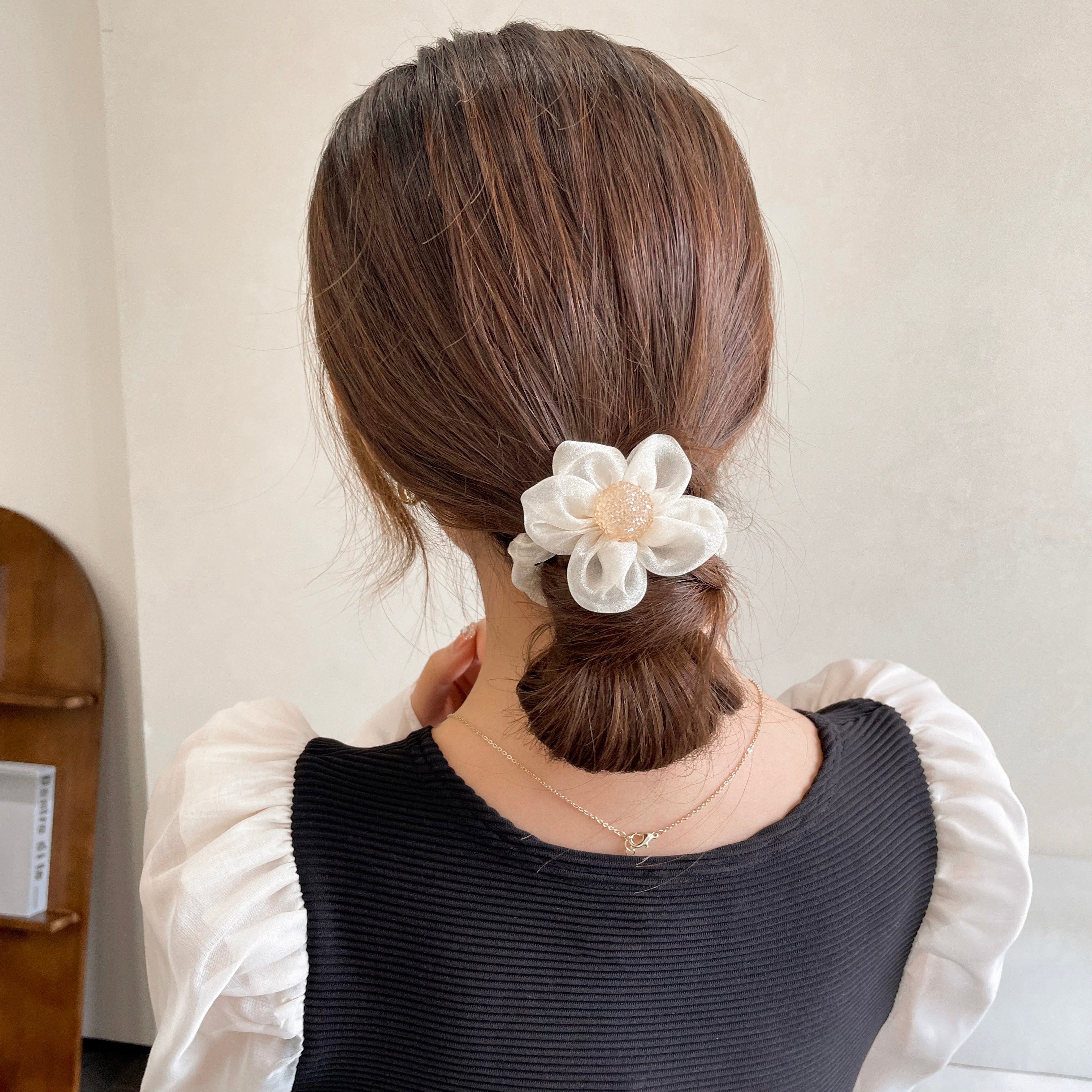 【Awaytr】CD1649-C  Mesh Pearl Flower Hairband