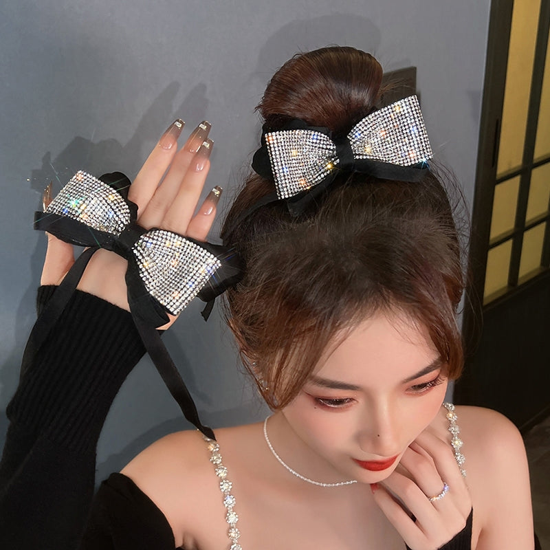 【Awaytr】CB0998 Diamond Bow Ribbon Hair Scrunchies