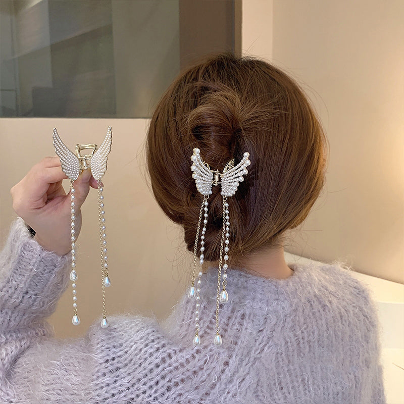 【Awaytr】CB1330 Butterfly Pearl Tassel Hair clip